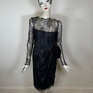 Vintage 1970s Bill Blass Lace Cocktail Dress